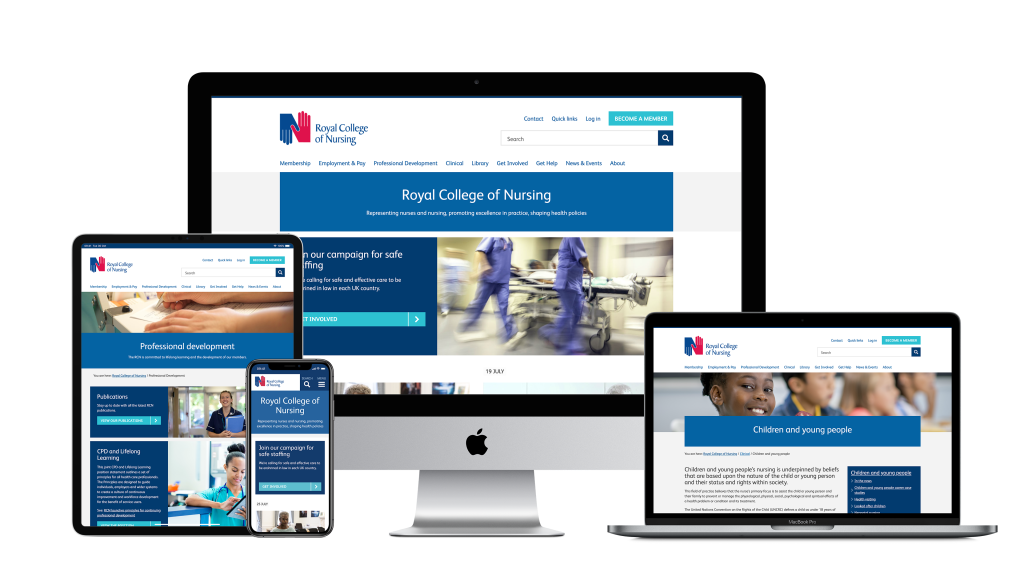 screen view on different devices for Royal College of Nursing