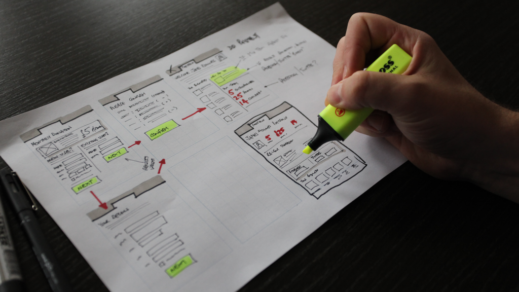 UX consultant working on user interface wireframe design