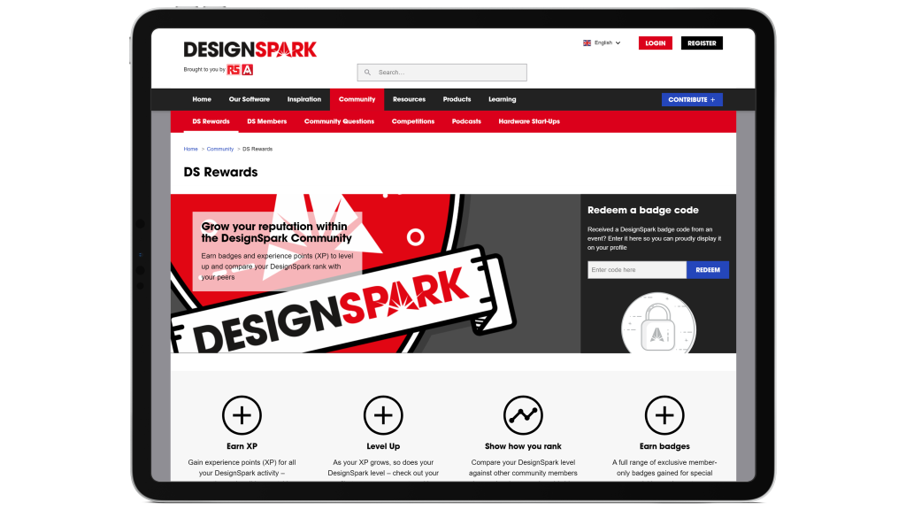 RS DesignSpark Rewards screenshot on iPad